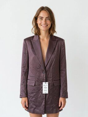 Zara Ludovic De Saint Sernin Chocolate Satin Brown Women’s Blazer